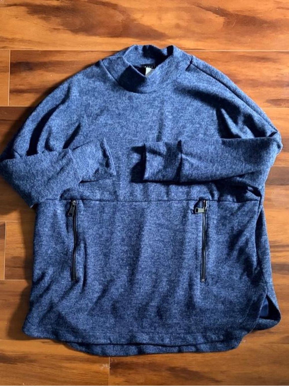 Ariella Navy Blue Crewneck Sweater with Zip Pockets Made in USA - Picture 1 of 5